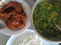 Hot spicy sambal fish and moringa dhal Curry Royalty Free Stock Photo