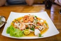 Spicy seafood papaya salad