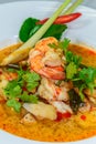 Hot and spicy sour prawn soup Royalty Free Stock Photo