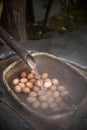Hot spring boiled eggs Royalty Free Stock Photo