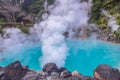 Hot spring  Hell blue water in Umi-Zigoku in Beppu Oita, Japan Royalty Free Stock Photo