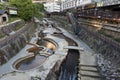 Hot spring stream flowing pass town centre of Arima Onsen in Kita-ku, Kobe, Japan. Royalty Free Stock Photo