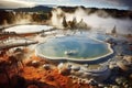 Hot spring in Yellowstone National Park, Wyoming, United States of America, Te Puia thermal park. Rotorua town, New Zealand, AI Royalty Free Stock Photo