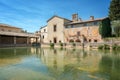 Hot springs bath in the village of Bagno Vignoni, Tuscany Italy Royalty Free Stock Photo