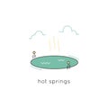 Hot springs line icon