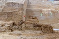 Hot Springs, South Dakota -10.2021: bones being excavated at the Mammoth Dig site caused by a collapsed sink hole Royalty Free Stock Photo