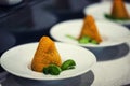 Hot Starter Food - Deep Fried Camembert with Mango Sauce Gourmet