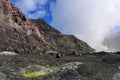 Hot steam escaping from vents on White Island, New Zealand`s most active cone VOLCANO