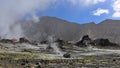 Hot steam escaping from vents on White Island, New Zealand`s most active cone volcano