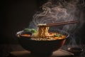 hot steaming ramen in a bowl Generative AI Royalty Free Stock Photo