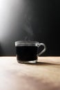 Hot Steamy Glass Coffee Cup With Copy Space