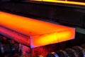Hot steel on conveyor Royalty Free Stock Photo