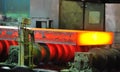 Hot steel on conveyor