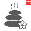 Hot stone massage glyph icon