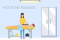 Hot Stone Massage on Male Back Masseuse Vector