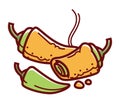 Hot stuffed Chiles Rellenos isolated cartoon illustration