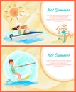 Hot Summer Abstract Card, Vector Illustration