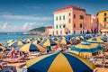 Hot summer dey on Santa Maria di Castellabate puclic beach. Royalty Free Stock Photo