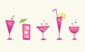 Hot summer drinks and cocktail glasses - VECTOR Royalty Free Stock Photo