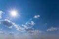 Sparkle sun on a blue cloudy sky Royalty Free Stock Photo