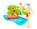 Hot summer pool outdoor scene Royalty Free Stock Photo