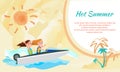 Hot Summer Poster with Place for Text Boating Girl Royalty Free Stock Photo