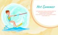 Hot Summer Poster Kitesurfing Happy Boy Vector