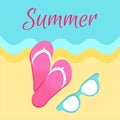 Hot Summer Poster with Slide Sandals Flip-Flops