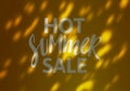 Hot Summer Sale Banner Design. Background with Transparent Shadow Overlay Effect. Vector Advertising Illustration. Royalty Free Stock Photo