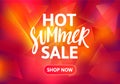 Hot Summer Sale Banner Design. Hand Drawn Text on Bright Colorful Background. Vector Advertising Royalty Free Stock Photo