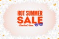 Hot summer sale banner. Vector discount banner template. Modern typography label.