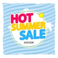 Hot Summer Sale, discount poster design template, store offer banner. Season shopping, promotion banner Royalty Free Stock Photo