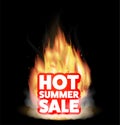 Hot summer sale with a real burning fire Royalty Free Stock Photo