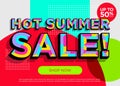 Hot Summer Sale Vector Banner. Bright Colorful Special Offer.