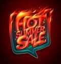 Hot summer sale, vector banner design with burning letters Royalty Free Stock Photo