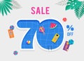 Hot Summer Sale. Vector template with top view on the swimming pool. Background and banner with miniature people Royalty Free Stock Photo