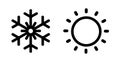 Hot sun and cold snowflake icon