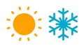 Hot sun and cold snowflake icon.