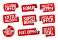 Hot super offer stickers set.