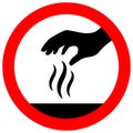 Hot surface, be careful warning sign Royalty Free Stock Photo