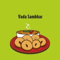 South indian food vada sambhar vector illustration Royalty Free Stock Photo