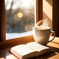 Hot Tea, a Book, and Snowy outdoor.