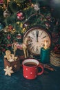 Hot tea with christmas cookies