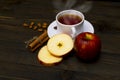 Hot tea with cinnamon and apple