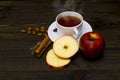 Hot tea with cinnamon and apple