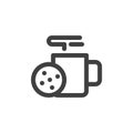 Hot tea and cookies line icon