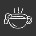 Hot tea cup chalk icon. Mug with warm delicious beverage isolated vector chalkboard illustration. Teatime break Royalty Free Stock Photo