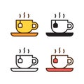 hot tea cup icon in 4 style: flat, glyph, outline, duotone Royalty Free Stock Photo