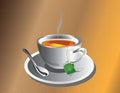 Hot Tea cup with silver spoon