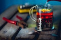Hot tea in the glass Royalty Free Stock Photo